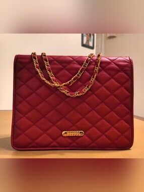 Vintage Meeting Street Red Quilted Leather Flap Bag - Chanel Style 90s